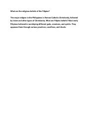 What are the religious beliefs of the Filipino.docx