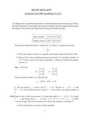 Homework Solutions on Least Squares Approximation
