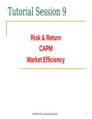 Tutorial - Session #9 - Recap Risk, Return, CAPM, Mkt eff - solutions - 2020W.pptx