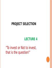 Lecture 4-  Project Selection