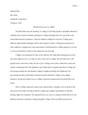 going to college essay