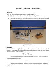 Phys 1405 Experiment 10 Equilibrium.docx