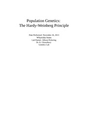Genetics hardy-weinberg principle lab