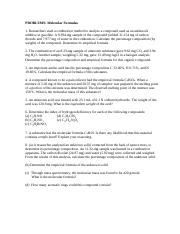 PROBLEM Set _Molecular Formulas.doc