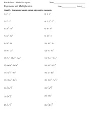 MATH 10 Exponents and Multiplication Worksheet Solutions