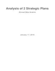 Analysis of 2 Strategic Plans - Ahmed Mido Ibrahim