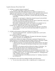 Cognitive dissonance Theory Study Guide