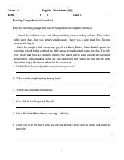 comprehension exercise primary 6