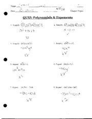 Polynomials and Exponents Quiz