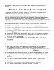 Practice Questions for Test on Evolution - Aryan bhujbal.docx