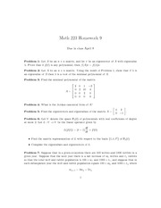 Linear Algebra HW 9