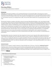 Nursing Ethics Content Provided by SHENANDOAH UNIVERSITY Autonomy.pdf