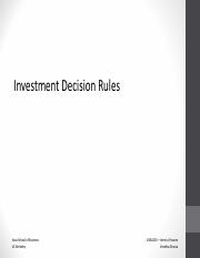Investment decision rules