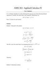 AMS 361: Applied Calculus IV Test 1 Solutions