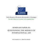 Seminar Paper 2 on International Aid.pdf