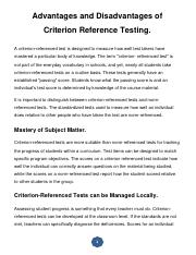 Advantages and Disadvantages of Criterion Reference Testing..pdf