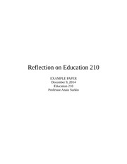 education 210 Example Final Paper