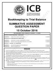 Icb Bookkeeping To Trial Balance Past Exam Papers Pdf