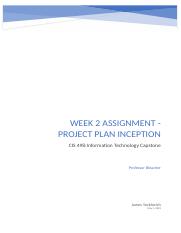 CIS 498 Week 2 Assignment - Project Plan Inception.docx