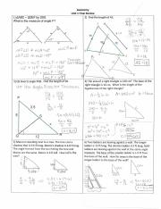 Geometry Unit 1 Final Review Answer Key