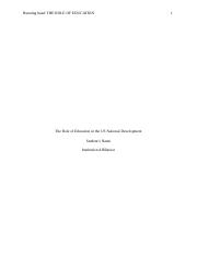The Role of Education in the US National Development.docx