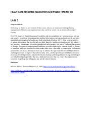 Unit3-DB-HEALTHCARE RESOURCE ALLOCATION AND POLICY MAKING(HLTH440).docx