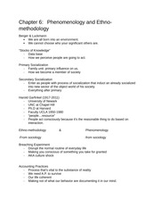 SOC201-Ch6 Phenomenology and Ethno-methodology