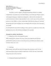 Sharvel Brown - Assessment #2 - Reading Comprehension.docx