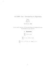 Algorithms Exam Recursion and Notations
