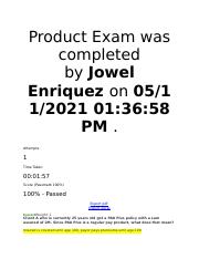 Product Exam was completed by.docx