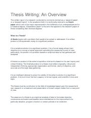 Thesis Writing An Overview.docx