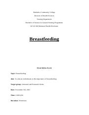Maternal Teaching plan - breast feeding.docx