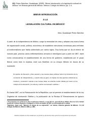 03) Prieto Sánchez, Guadalupe. (2005). “Breve introducción a la legislación cultural en México” 