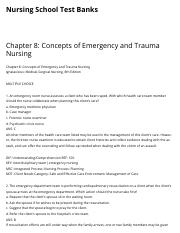 Chapter 8: Concepts of Emergency and Trauma Nursing | Nursing School Test Banks.pdf