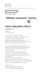 POST MALONE - White Iverson.htm - ABCDEFGHIJKLMNOPQRSTUVWXYZ# Search MP3 Email Print White Iverson lyrics Object1 POST MALONE LYRICS White | Course Hero