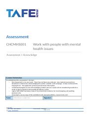 CHCMHS001 Assessment 1 .docx