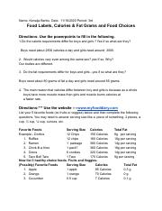 Kenaija Banks - Food Labels, Calories, Fats and Food Choices.pdf