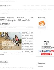 SWOT Analysis of Coca-Cola Company