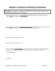 Isabella Combined Credit Report Docx Isabella U2019s Combined Credit Report Worksheet Directions Use Isabella U2019s Combined Credit Report To Answer The Course Hero