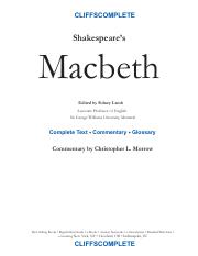 (Cliffs Complete) William Shakespeare, Christopher Morrow, Sidney Lamb - Macbeth -Cliffs Notes (2000