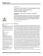 To beer or not to beer A meta-analysis of the effects of beer consumption on cardiovascular health 2