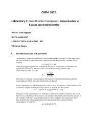 CHEM 1002 Lab 7 Coordination complexes  - LAB REPORT template