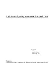 Lab Investigating Newton’s Second Law.docx