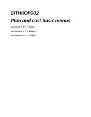 SITHKOP002 Plan and cost basic menus Student Assessment Task D Projects Cyclic menus.docx