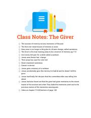 The Giver Class notes.docx