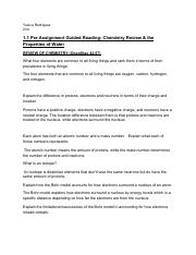 1.1 Pre Assignment Guided Reading- Chemistry Review & the Properties of Water - Yesica Rodriguez.pdf