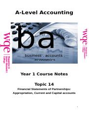 Course notes Accounting Yr1 TOPIC 14 - Financial Statements of Partnerships Appropriation Current an