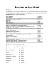Exercises on Cost Sheet.docx
