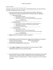 Public Policy Worksheet
