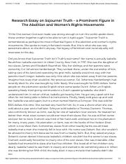 Research Essay On Sojourner Truth – A Prominent Figure In The Abolition And Women’s Rights Movements
